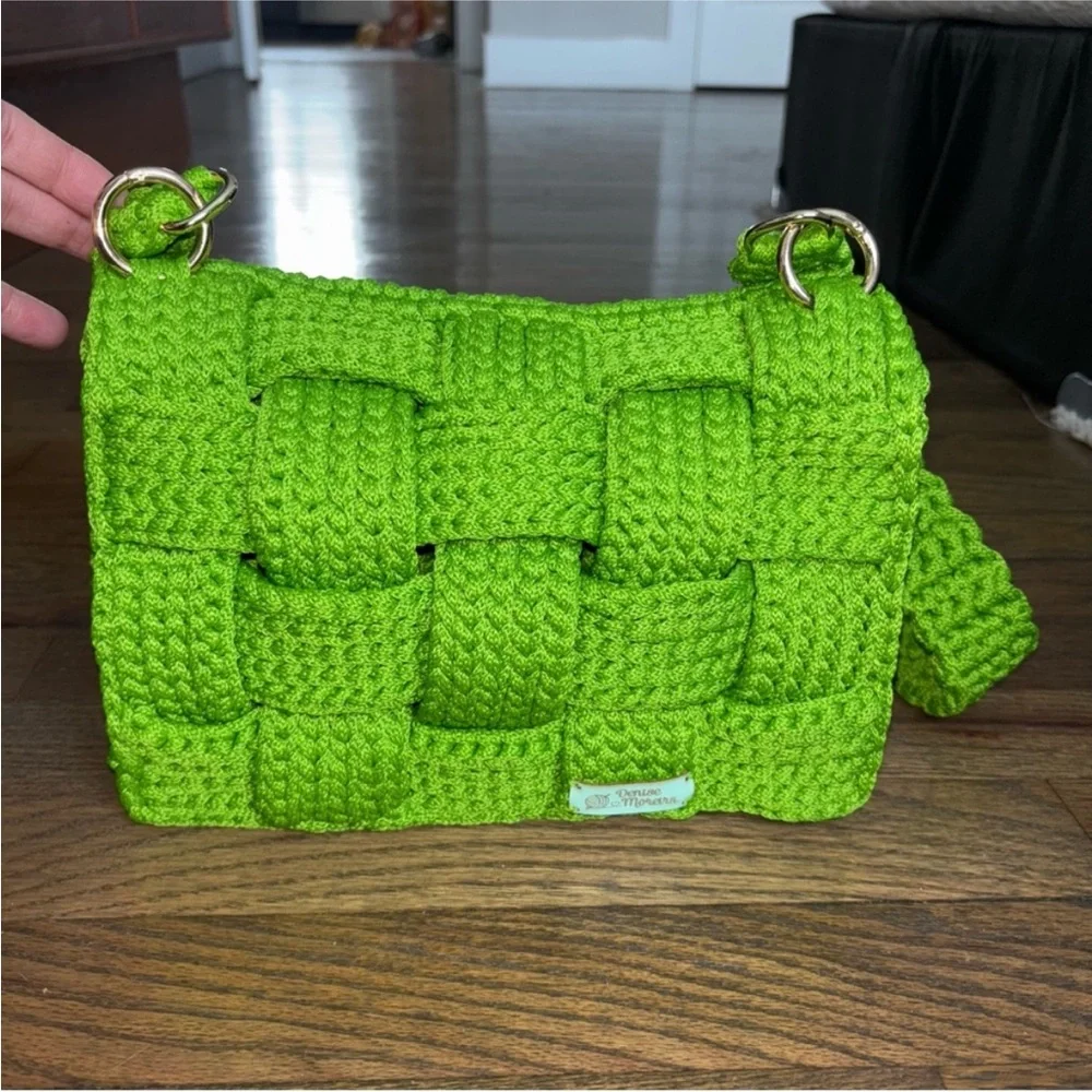 Handmade Women's Crochet Shoulder Bag with Woven Texture - Picture 1 of 8